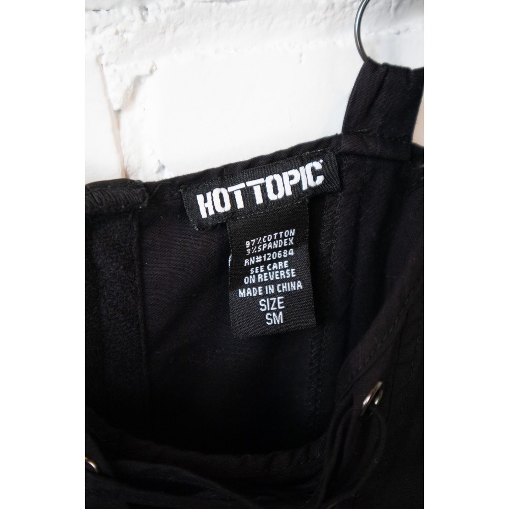 Hot Topic Black Lace Up Corset Top Hook and Eye Back Adjustable Straps Small - Picture 4 of 6